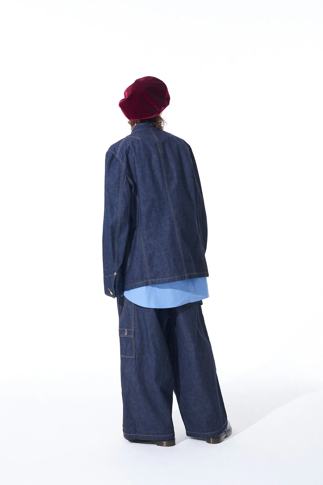 10 OZ DENIM STAND COLLAR COVERALLS JACKET