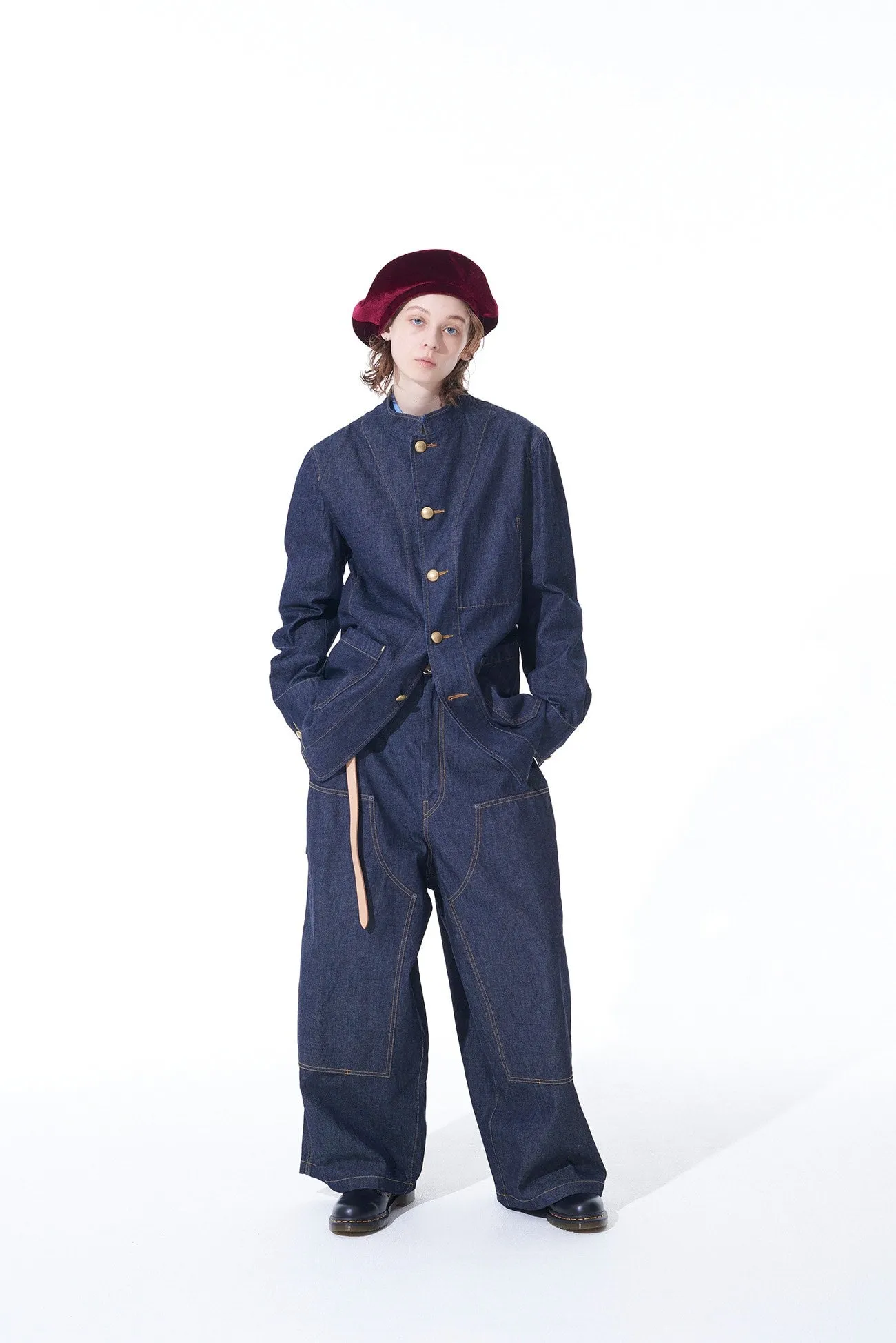 10 OZ DENIM STAND COLLAR COVERALLS JACKET