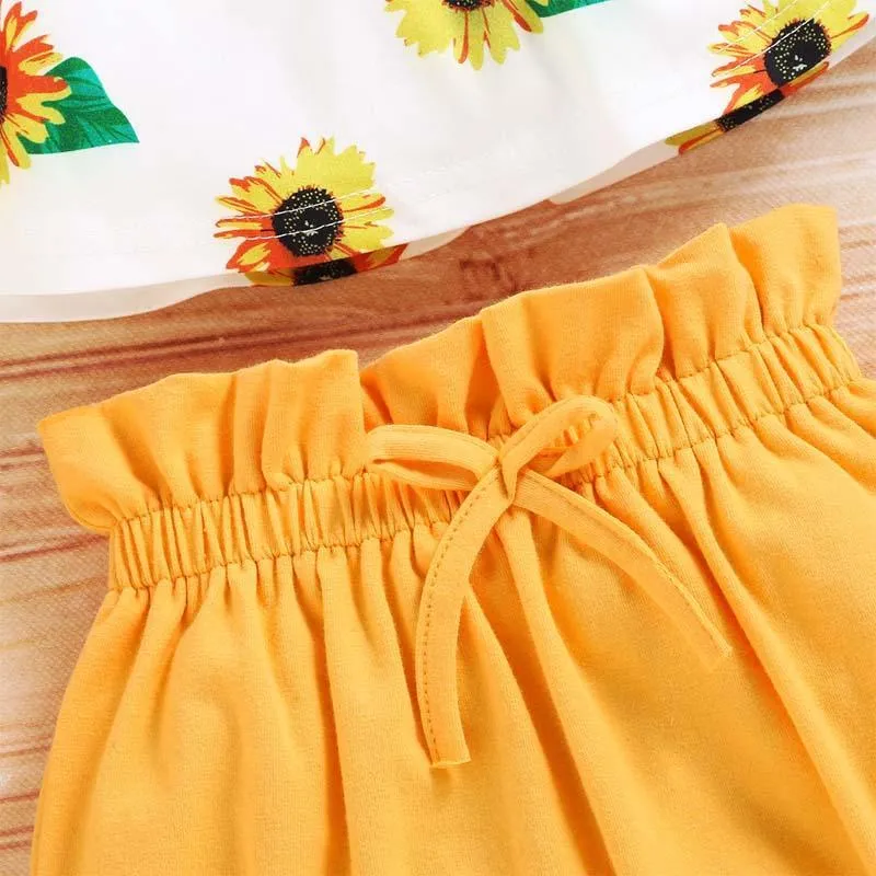 2-Pieces Sunflower Print suit For Toddler Girls