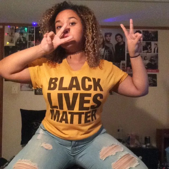 2018 BLACK LIVES MATTER printed round neck short sleeve yellow