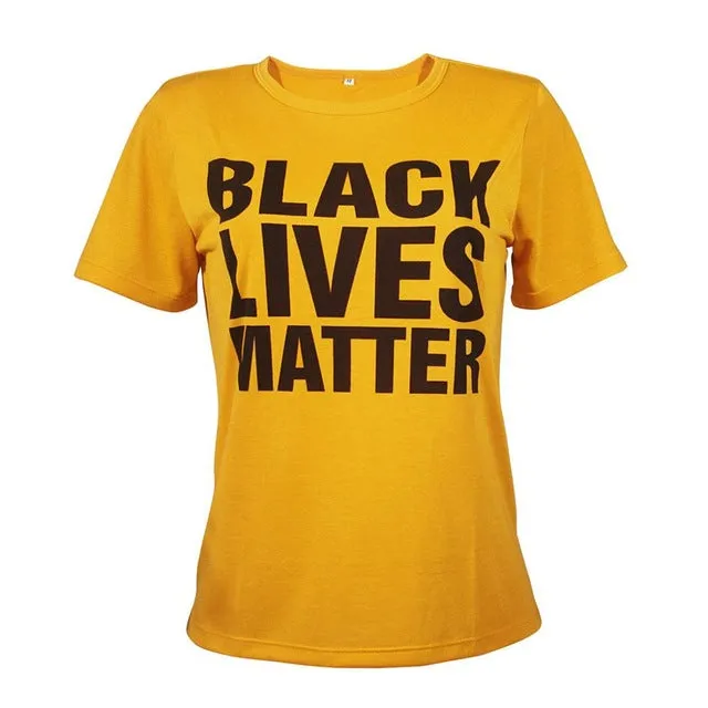 2018 BLACK LIVES MATTER printed round neck short sleeve yellow