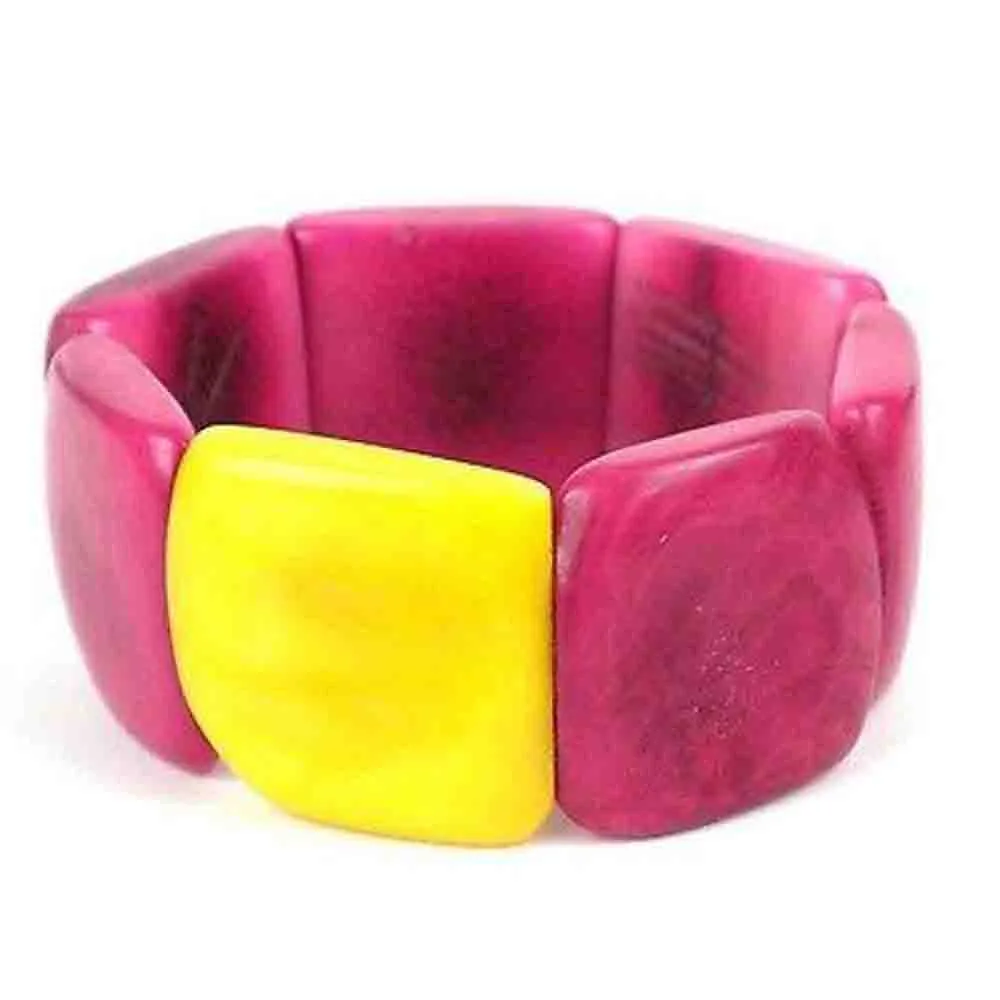 Accented Tagua Bracelet Berry with Lemon Faire Collection