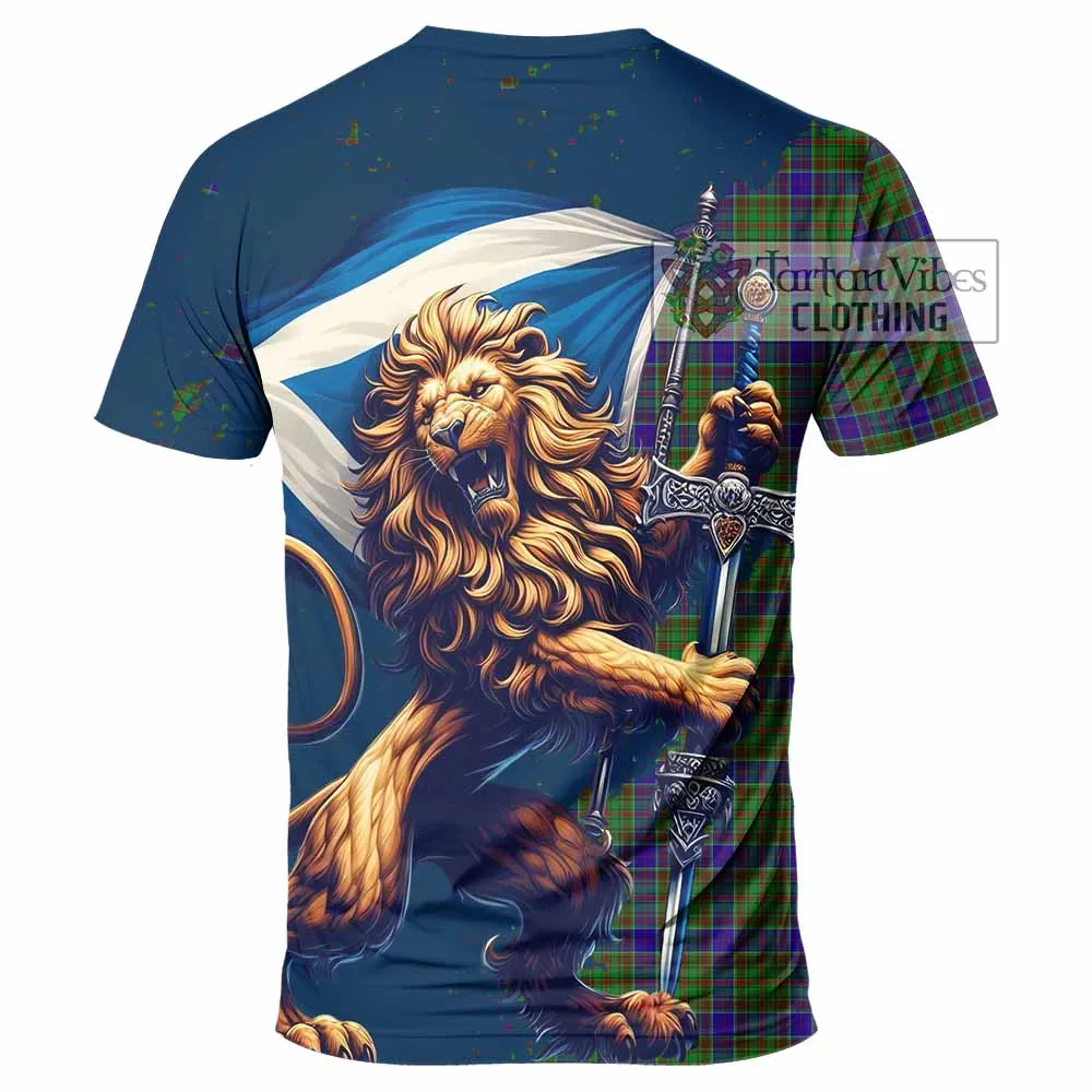 Adam Tartan Family Crest T-Shirt with Scottish Majestic Lion