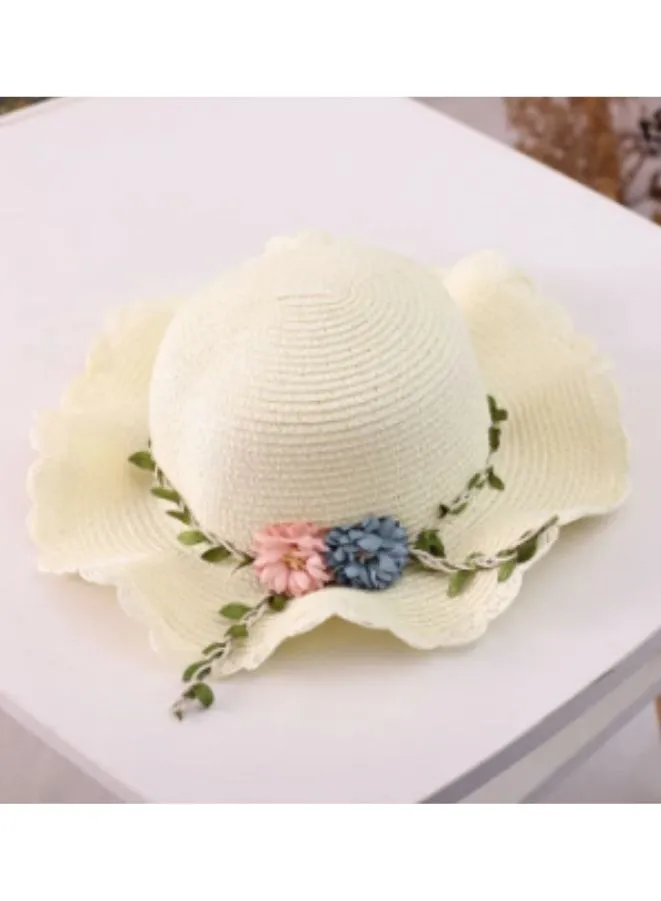 Adorable Kids Baby Girls Straw  Beach Hat with Wide Brim and Coordinated Shoulder Bag Set