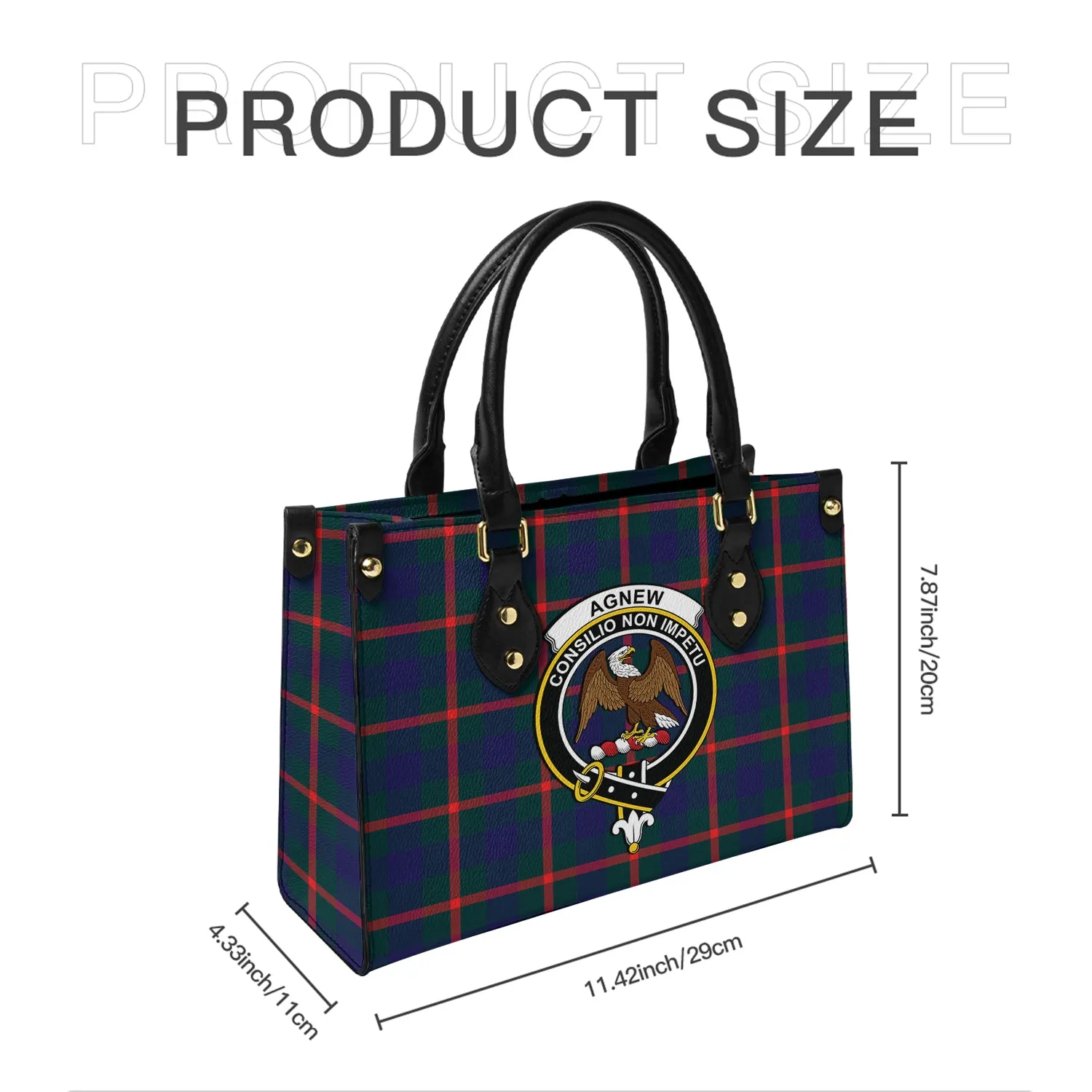 Agnew Tartan Leather Bag with Family Crest