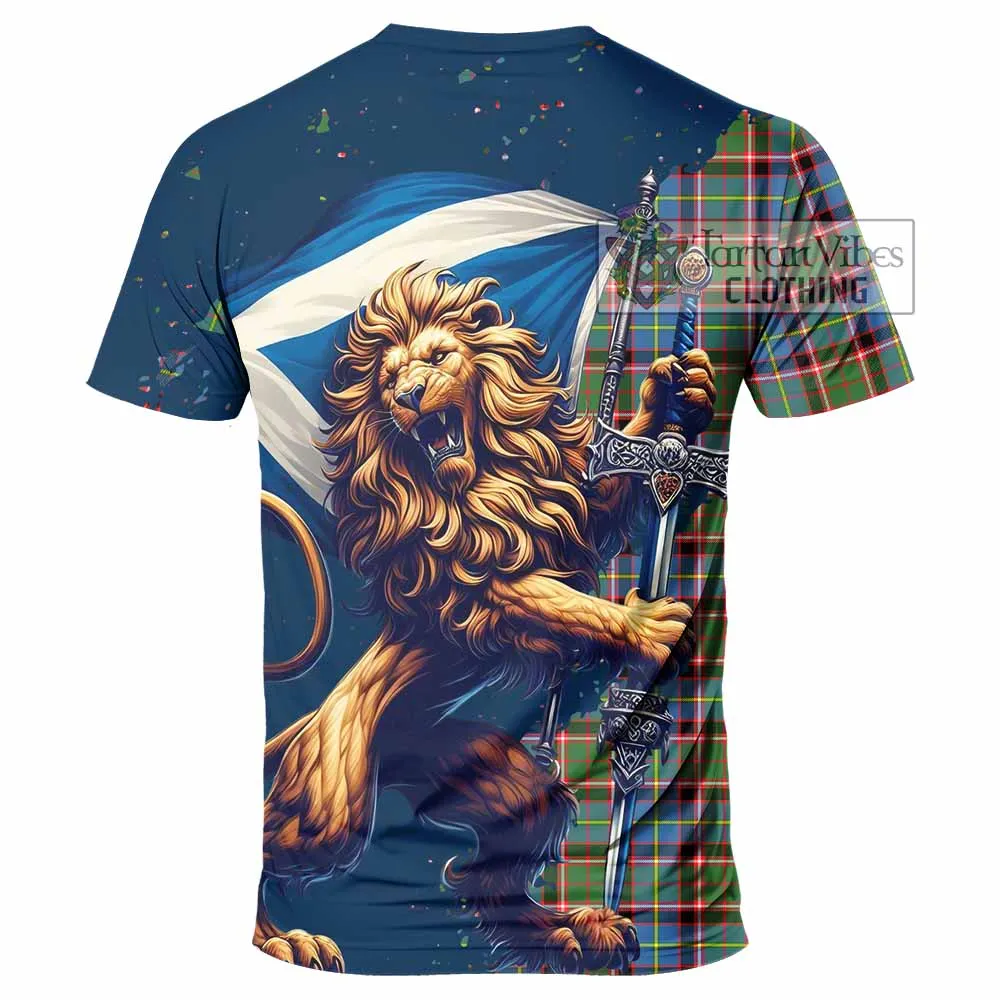 Aikenhead Tartan Family Crest T-Shirt with Scottish Majestic Lion