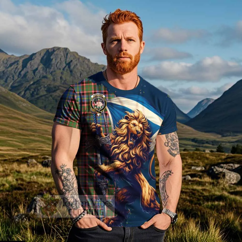 Aikenhead Tartan Family Crest T-Shirt with Scottish Majestic Lion