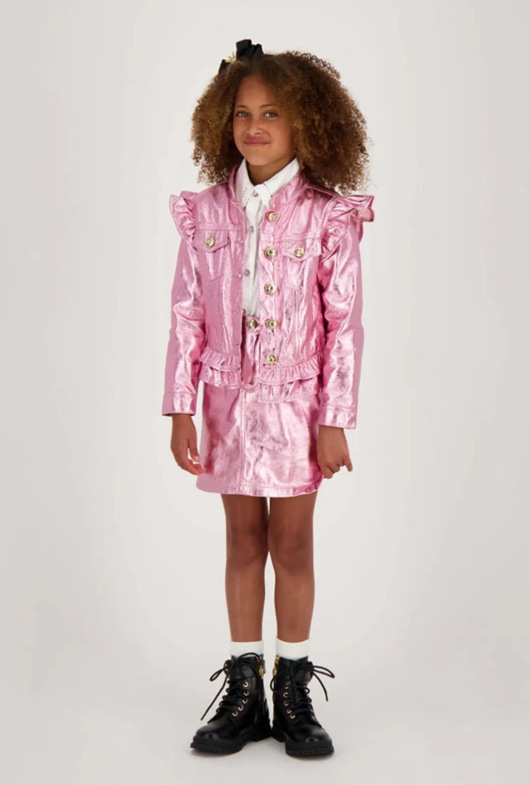 Angel's Face Girls Indigo Metallic Pink Jacket