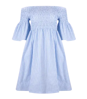 Arianna Smocked Bell Sleeve Mini Dress Striped