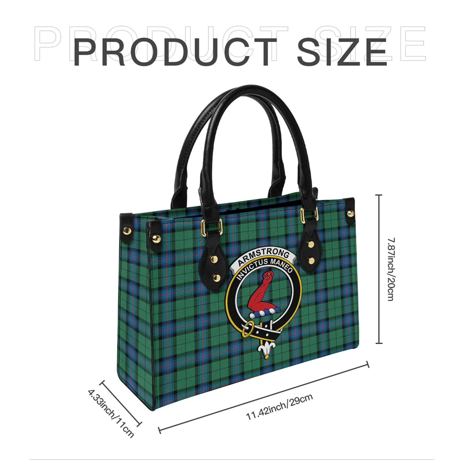 Armstrong Ancient Tartan Leather Bag with Family Crest