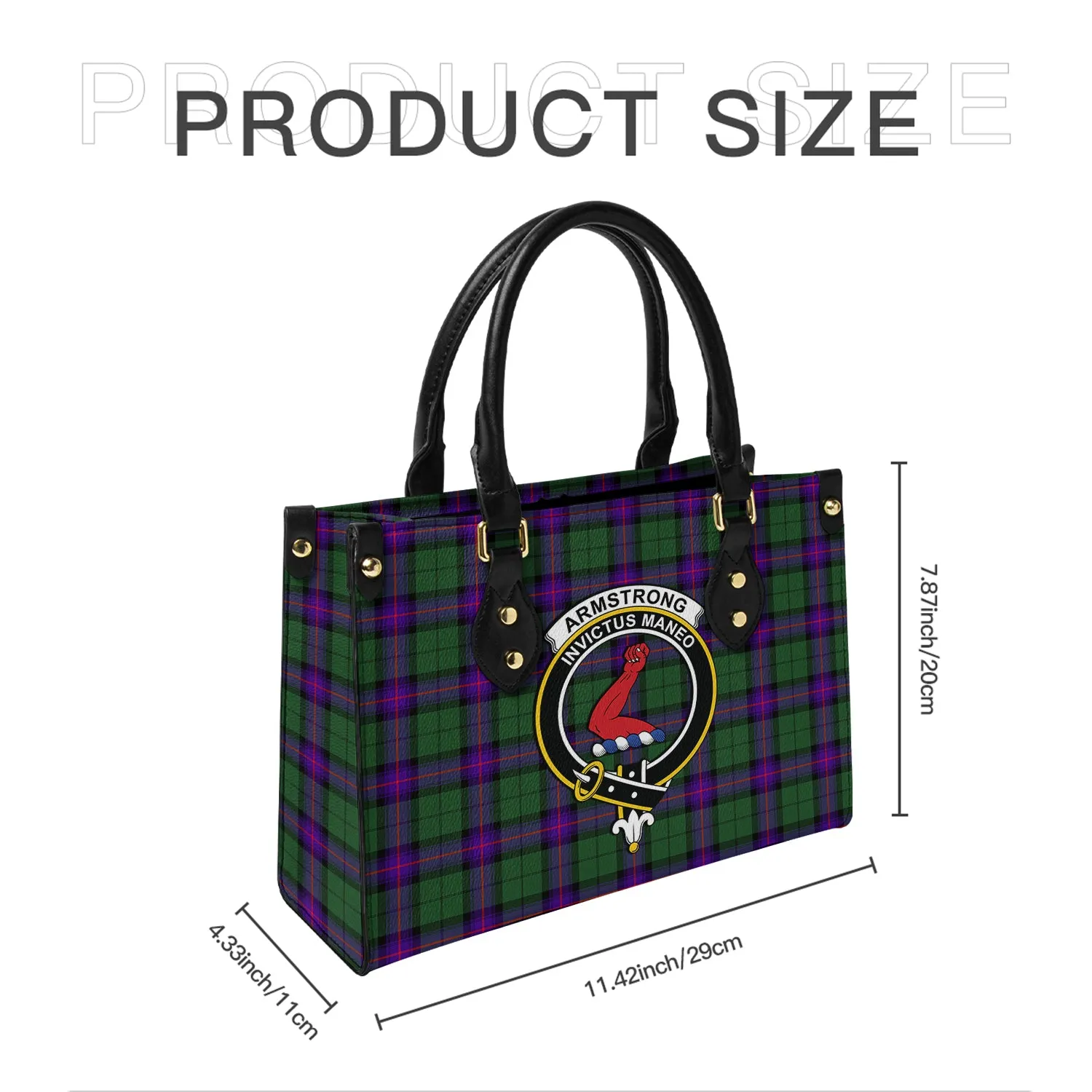 Armstrong Modern Tartan Leather Bag with Family Crest