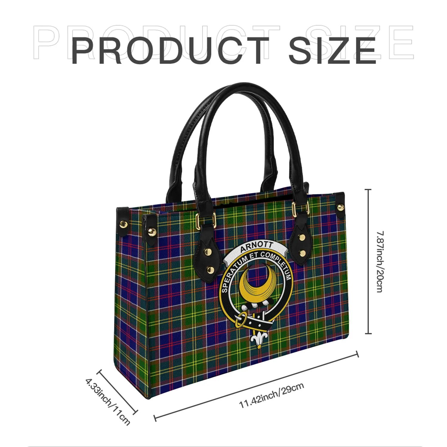 Arnott Tartan Leather Bag with Family Crest