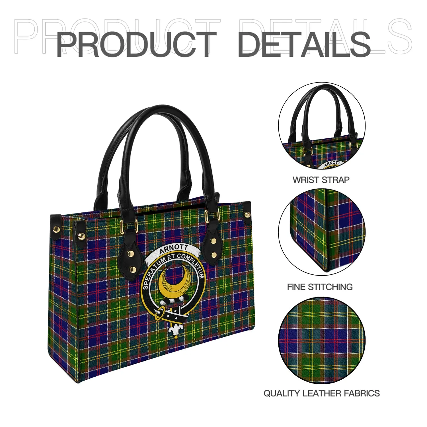 Arnott Tartan Leather Bag with Family Crest