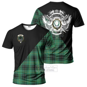 Arthur Ancient Tartan T-Shirt with Family Crest and Military Logo Style