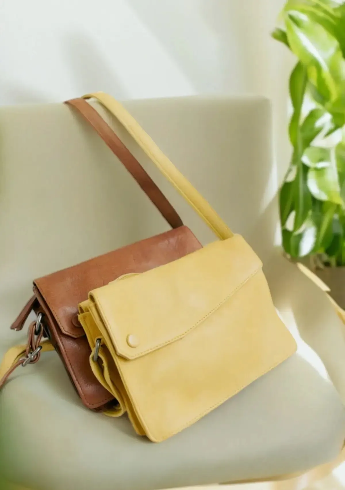 Avalon Handcrafted Leather Crossbody Bag - Camel