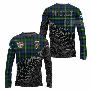 Baillie (Bailey) Crest Tartan Long Sleeve T-Shirt with New Zealand Silver Fern Half Style