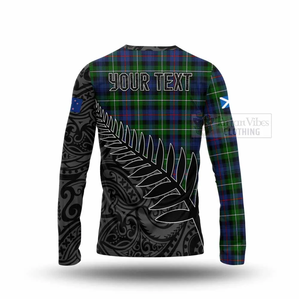 Baillie (Bailey) Crest Tartan Long Sleeve T-Shirt with New Zealand Silver Fern Half Style