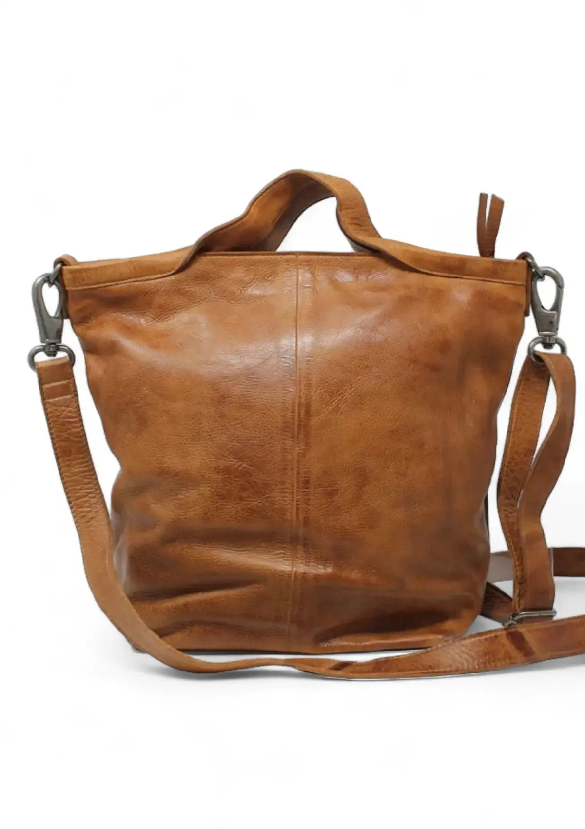 Bianca Leather Tote/Crossbody - Cognac