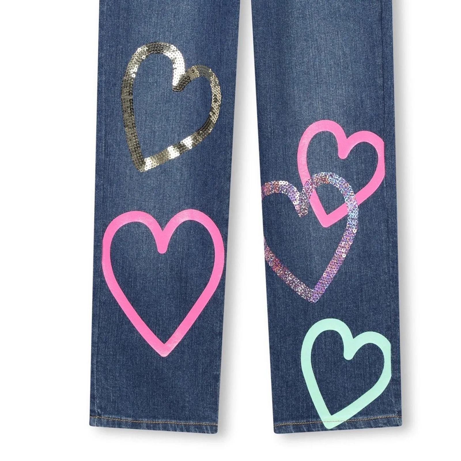 Billieblush Heart Print Denim Pants