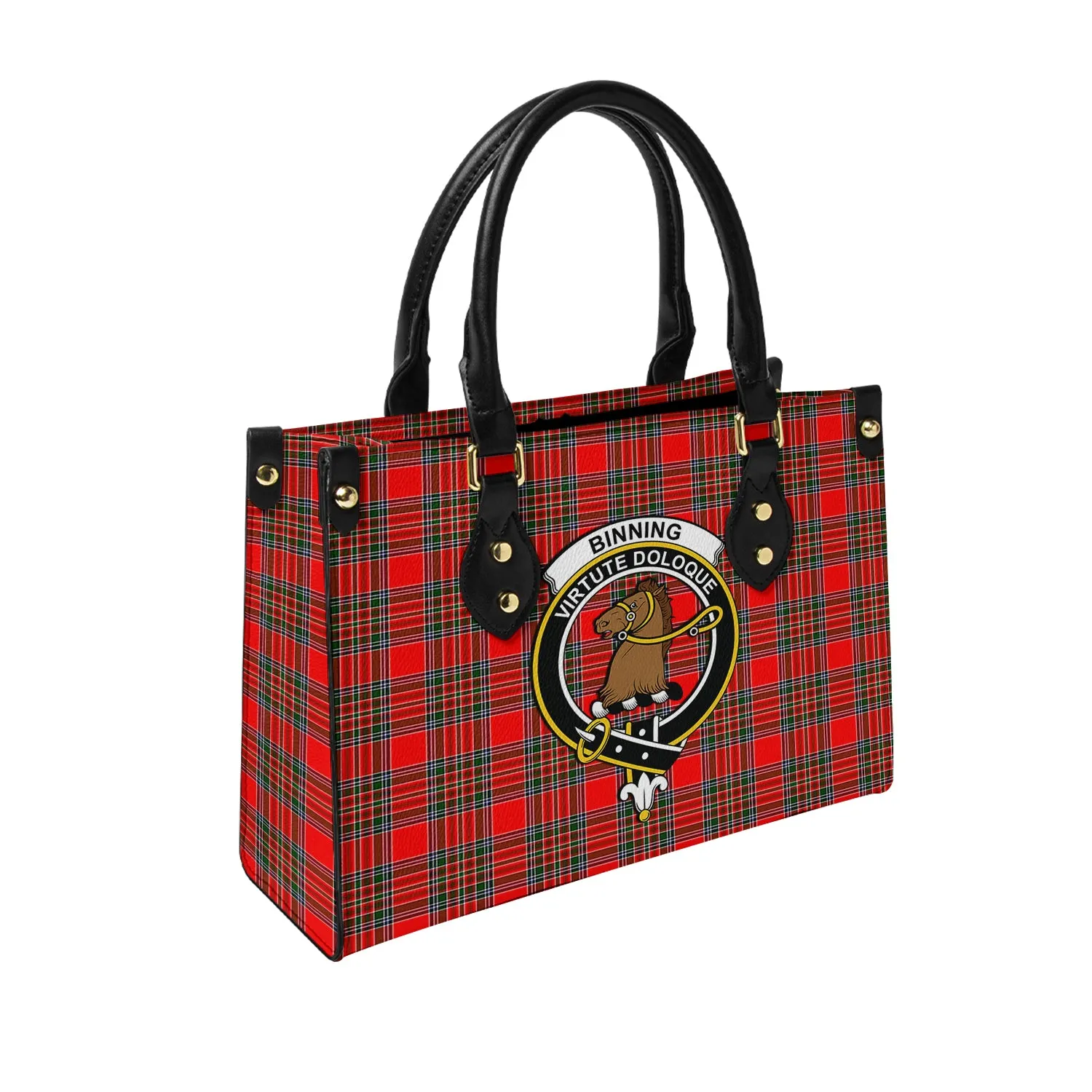 Binning Tartan Leather Bag with Family Crest