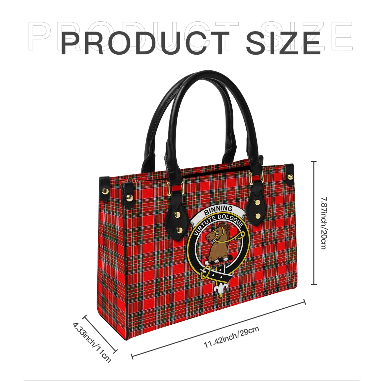 Binning Tartan Leather Bag with Family Crest