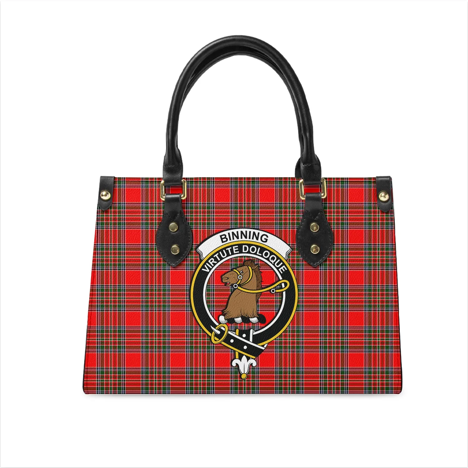 Binning Tartan Leather Bag with Family Crest