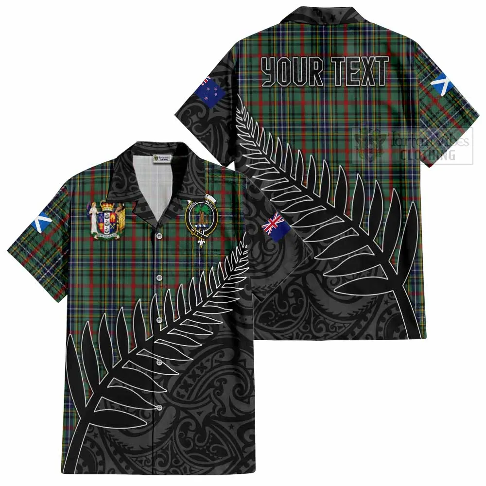 Bisset Crest Tartan Short Sleeve Button Shirt with New Zealand Silver Fern Half Style