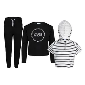 BLACK AND WHITE 3PIECE GIRLS TRACKSUIT SET