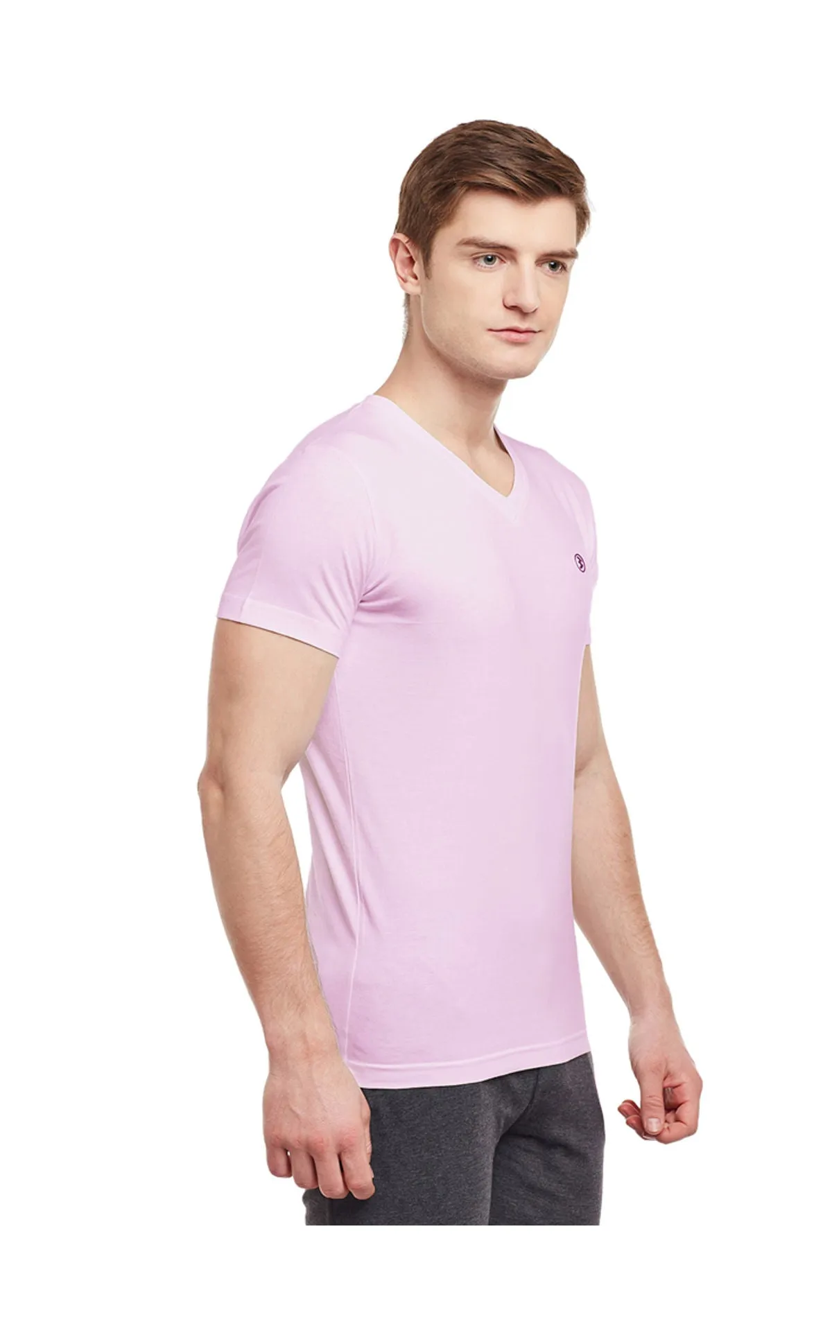 Bodyactive Men Cotton V-Neck T-Shirt-TS13-LTPI