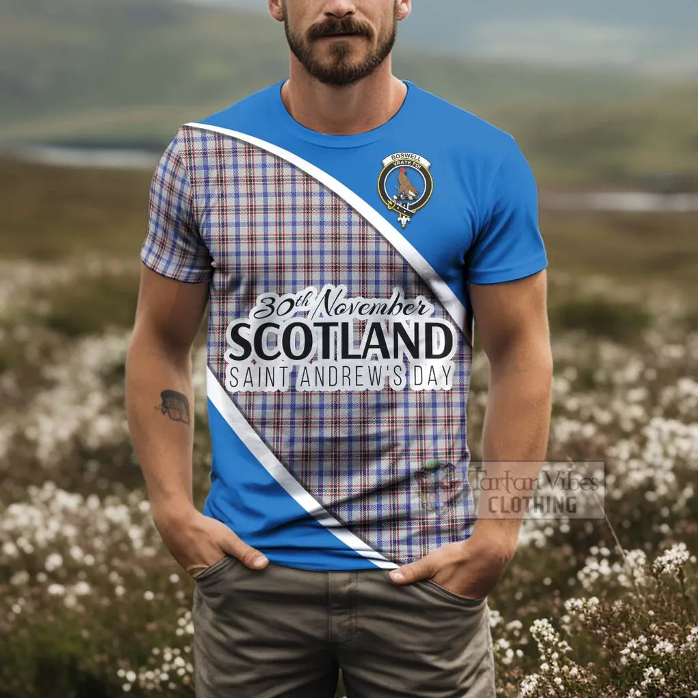 Boswell Family Crest Tartan T-Shirt Celebrate Saint Andrew's Day in Style