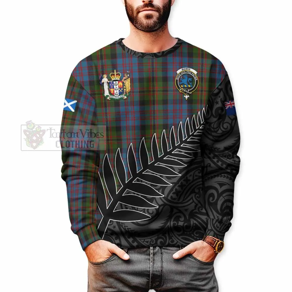 Bowie Crest Tartan Sweatshirt with New Zealand Silver Fern Half Style