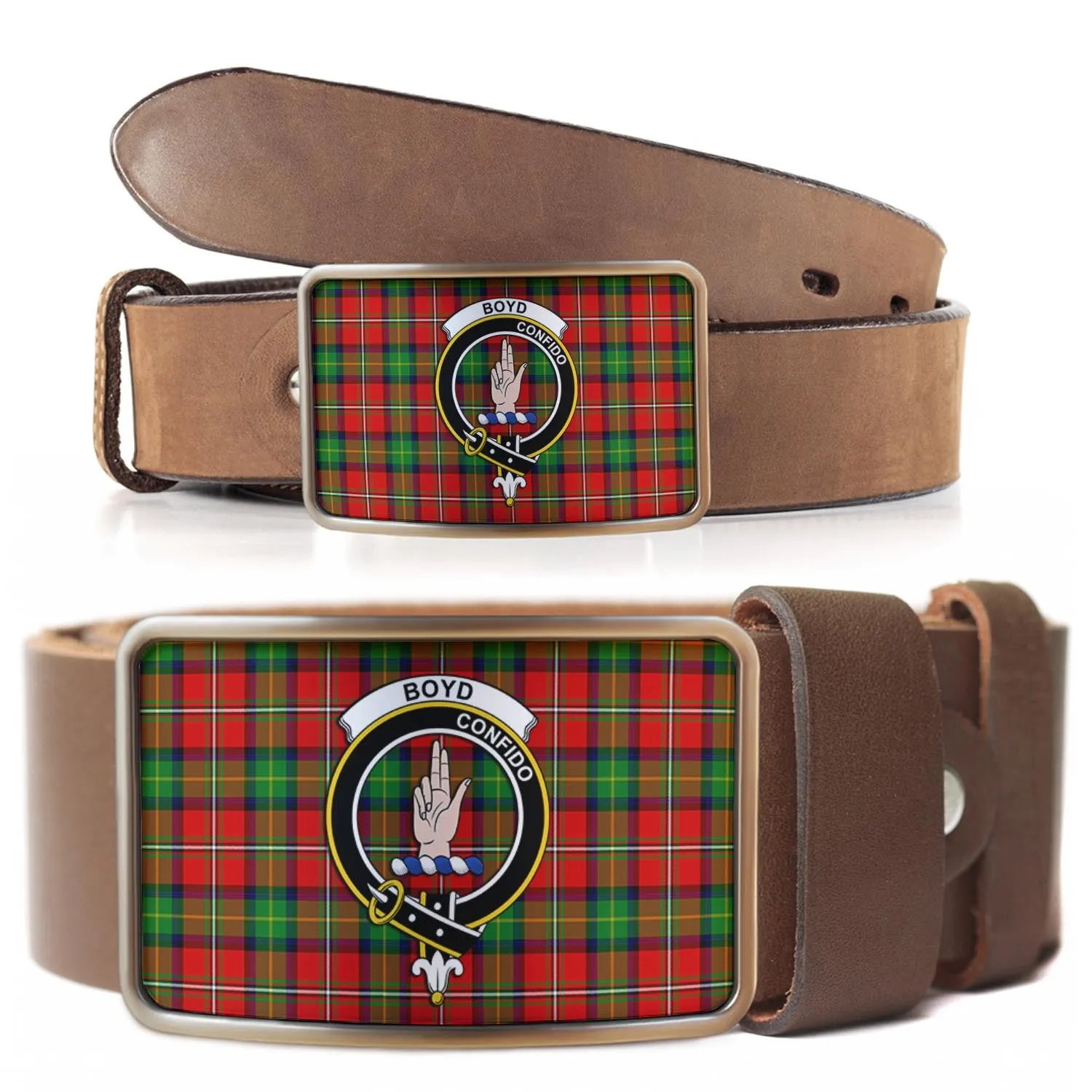 Boyd Tartan Belt Buckles with Family Crest