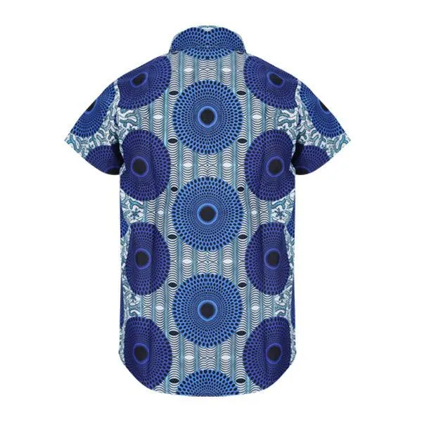 BOYS BLUE ANKARA SHORT SLEEVE SHIRT