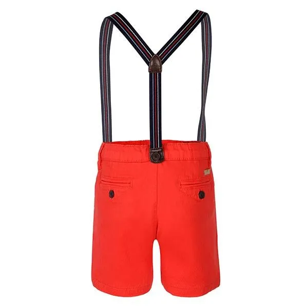 BOYS CHINOS SHORTS WITH SUSPENDER - RED