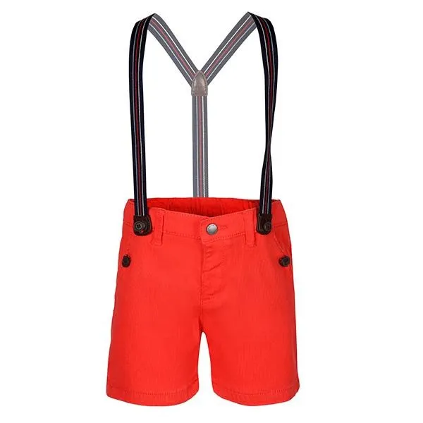 BOYS CHINOS SHORTS WITH SUSPENDER - RED