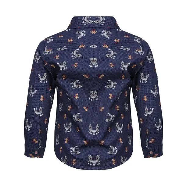 BOYS NAVY BLUE LONG SLEEVE SHIRT