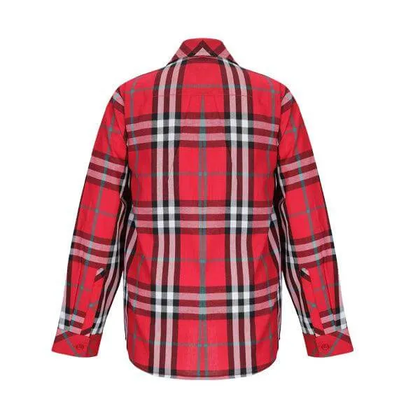 BOYS RED PLAID LONG SLEEVE SHIRT