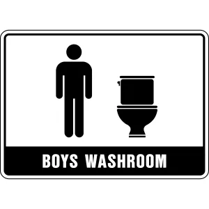 Boys Washroom with Male & Toilet Graphics Washroom Sign