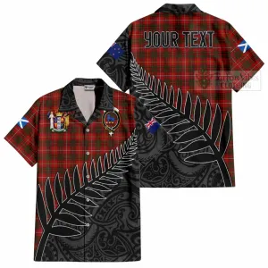 Bruce Crest Tartan Short Sleeve Button Shirt with New Zealand Silver Fern Half Style