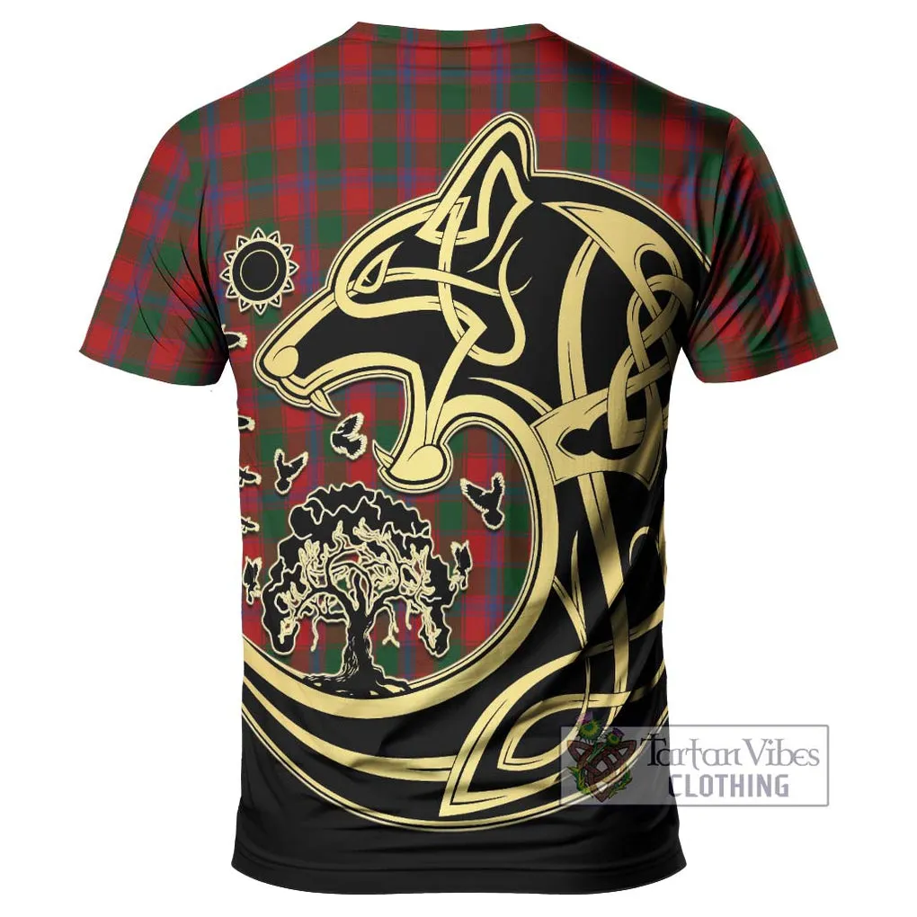 Bruce Old Tartan T-Shirt with Family Crest Celtic Wolf Style