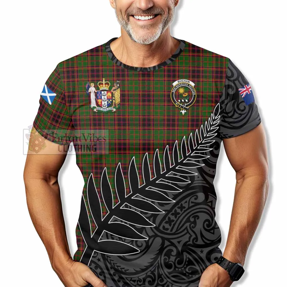 Buchan Crest Tartan T-Shirt with New Zealand Silver Fern Half Style