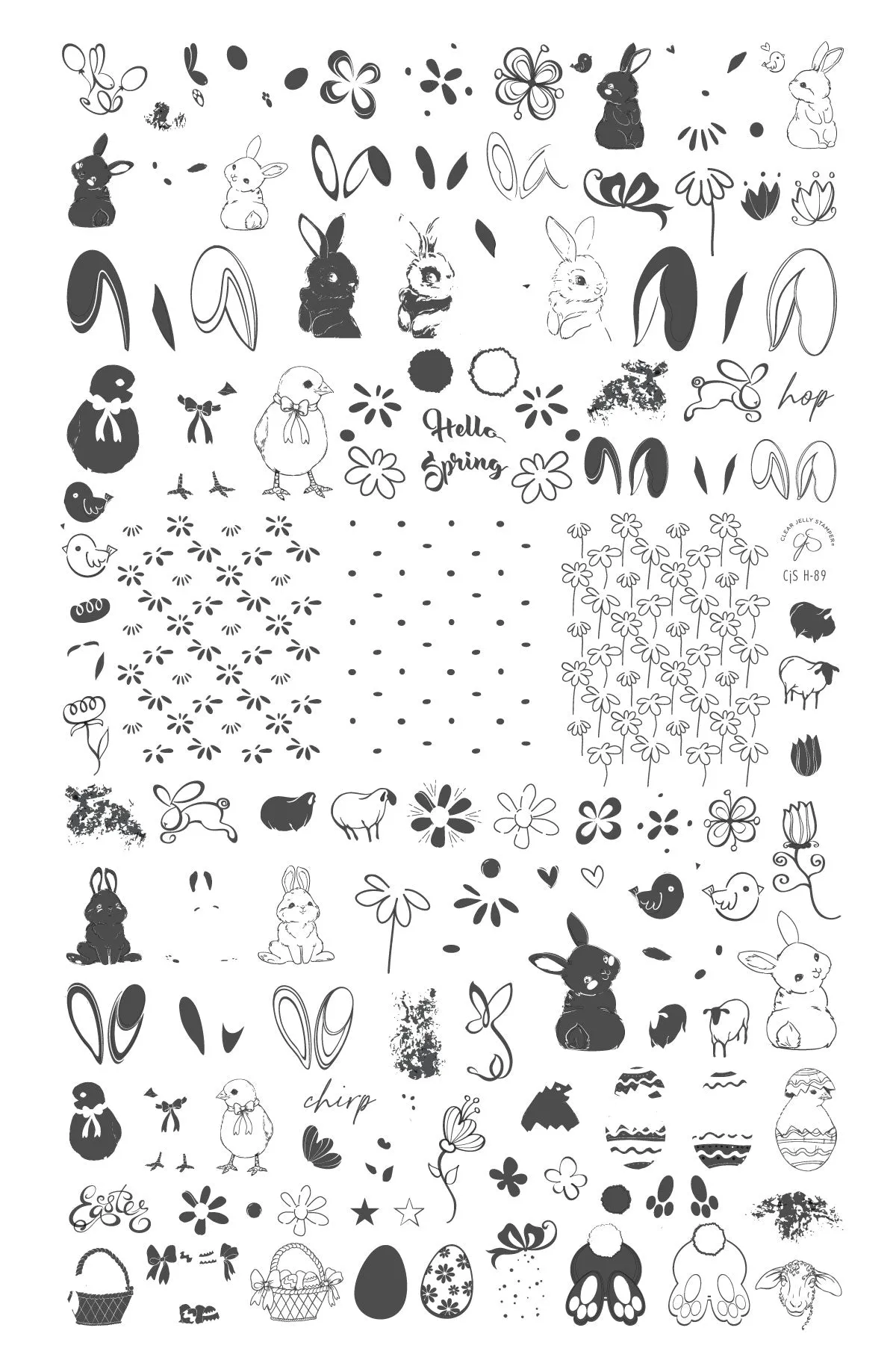 Bunny & Friends (CjSH-89) Steel Nail Art Layered Stamping Plate