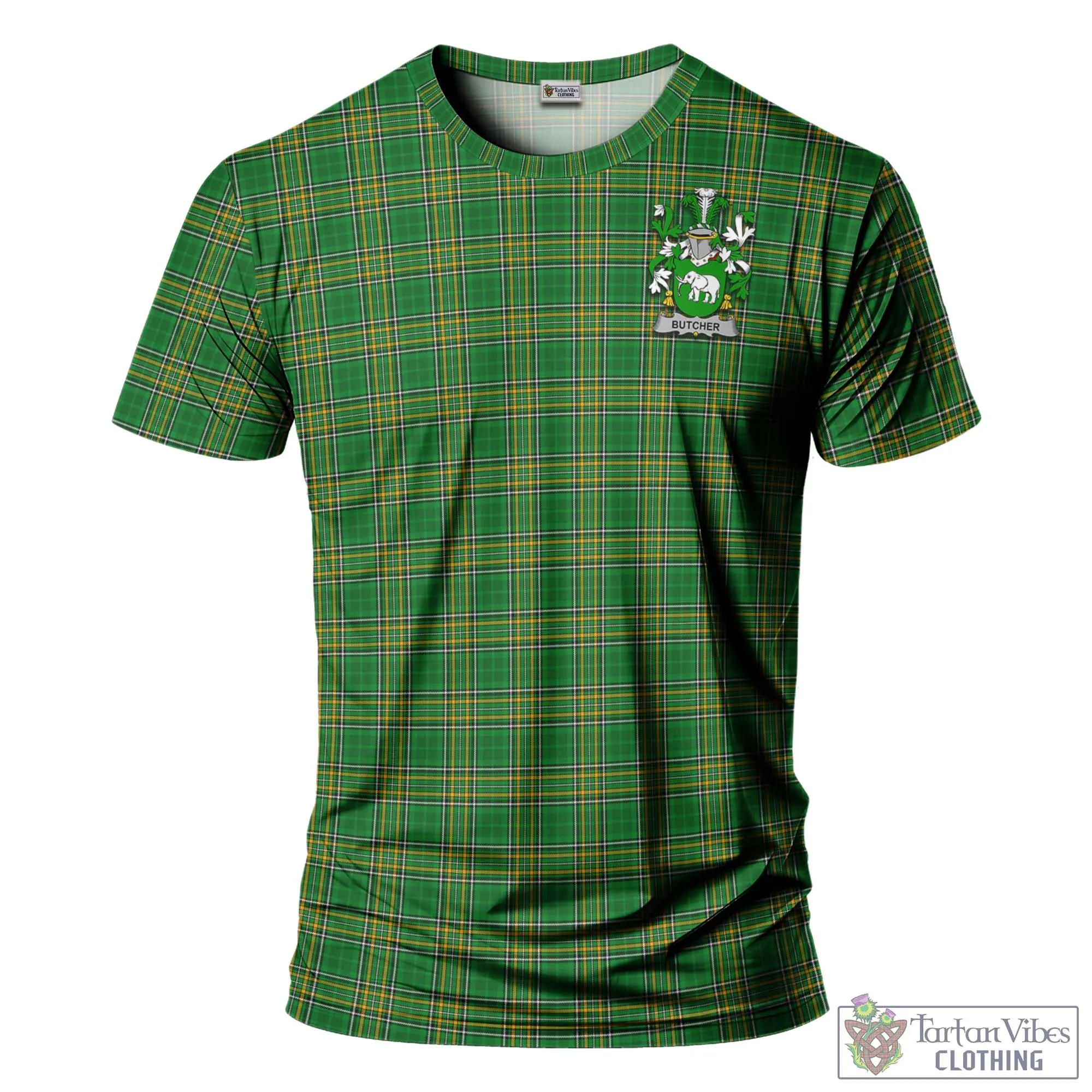 Butcher Irish Clan Tartan T-Shirt with Family Seal