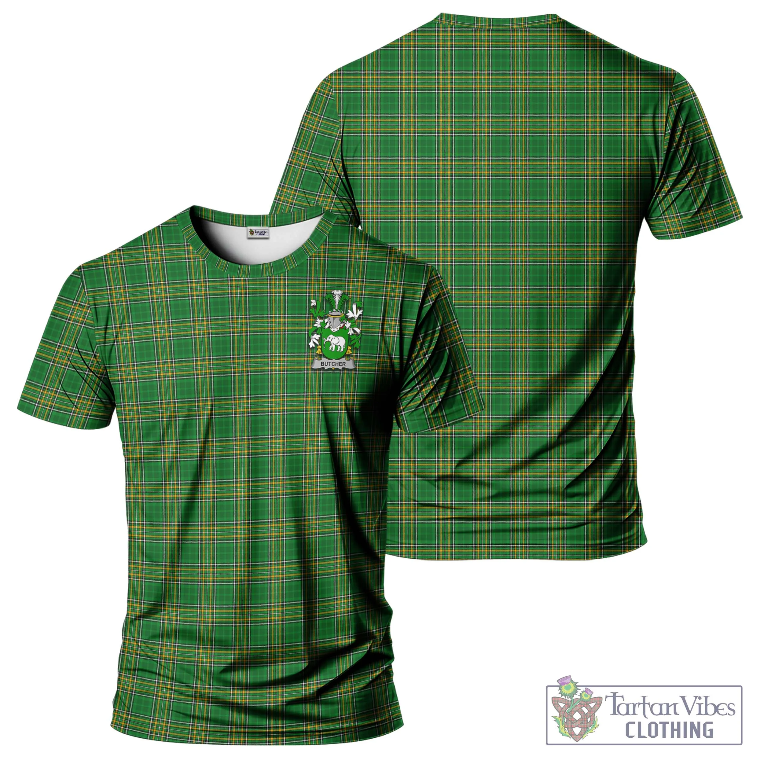 Butcher Irish Clan Tartan T-Shirt with Family Seal