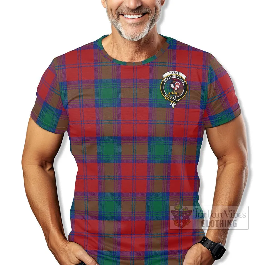 Byres (Byses) Tartan T-Shirt with Family Crest Celtic Skull Style