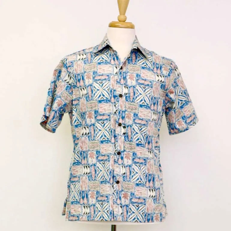 Canoe Print Aloha Light Blue Shirt