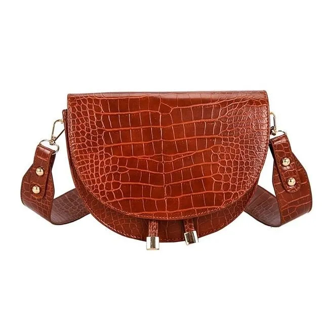 Chic CrocSaddle Irregular Crossbody Shoulder Bag