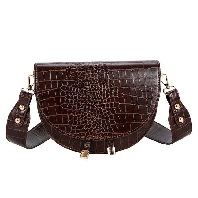 Chic CrocSaddle Irregular Crossbody Shoulder Bag