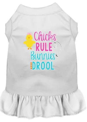 Chicks Rule Screen Print Dog Dress White Xl (16)