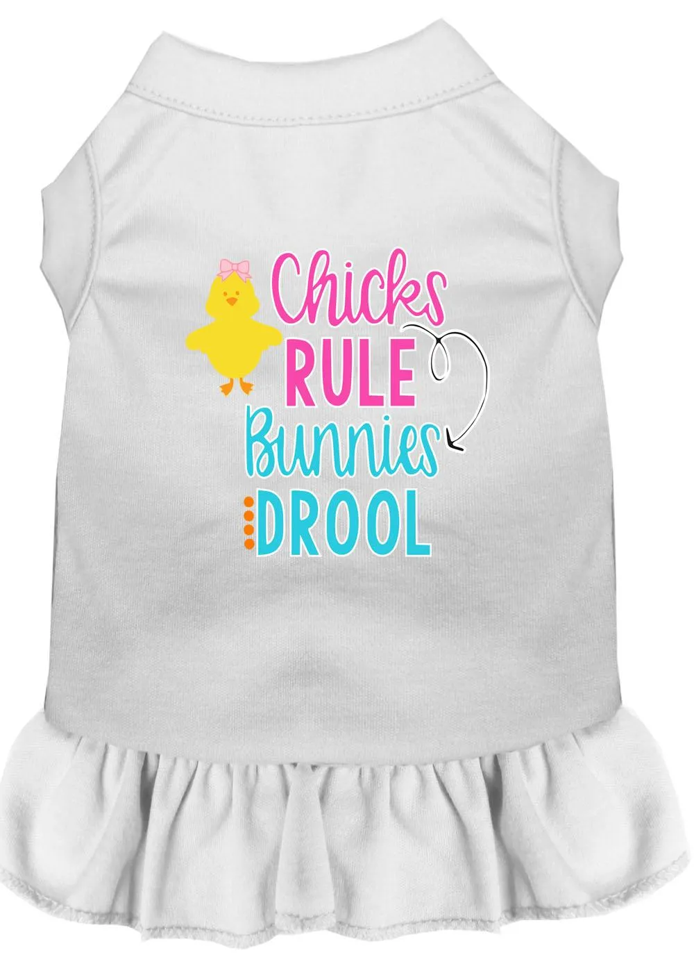 Chicks Rule Screen Print Dog Dress White Xl (16)